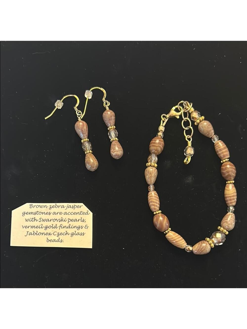 Brown Zebra Jasper Bracelet and Earring Set